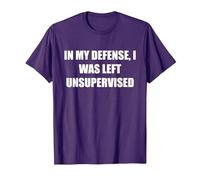 pour ma défense, J'Ai été laissé sans Surveillance T-Shirt, Homme, Violet, XL