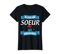 Pour Ma Soeur Qui Est Super Et Unique T-Shirt Coeur Tendresse Sœur Cadeau Noir X-Small Femme Hiver Uni Manche Courte T-Shirt