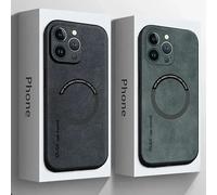 Pour Magsafe luxe en cuir antichoc coques de téléphone pour iPhone 17 16 15 14 13 12 11 Pro Max Plus couverture de charge sans fil magnétique Green