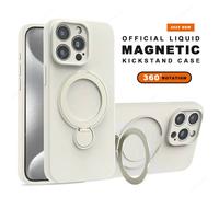 Pour Magsafe Support Coque De Téléphone Pour Iphone 16 Plus 13 14 15 16 Pro Max Liquide Silicone Support De Charge Magnétique Protecteur Couverture Souple.White.For Iphone 13