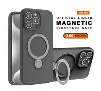 Pour Magsafe Support Coque De Téléphone Pour Iphone 16 Plus 13 14 15 16 Pro Max Liquide Silicone Support De Charge Magnétique Protecteur Couverture Souple.Dark Gray.For Iphone 13