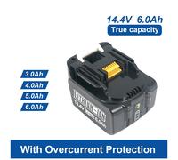 Pour Makita 14.4V 6Ah Batteries d'outils électriques rechargeables 4S2P 18650 batterie Li-ion pour Makita 14.4V BL1460 BL1430 1415 194066-1 14.4V3Ah-1piece
