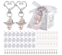 pour mariage, 24 Set Faven Boxes - Traiter les conteneurs favorisant, Favors de fête de ruban multifonctionnel avec un ange de perle d'amour en métal pour douche nuptial