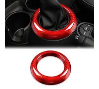 pour Mini Clubman Countryman F54 F55 F56 F57 F60, Accessoire en Fibre de Carbone Réel Décoration Intérieur Garniture de Voiture Pommeau de Levier de Vitesse Panneau Cadre Couverture Garniture, Roug