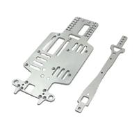 Pour Mini Q 1/28 Plaque Inférieure En Métal Multi-empattement Deuxième Plancher Télécommande Voiture Drift RC Accessoires Mise À Niveau OP ChâSsis Rc Rails Cadre(Silver)