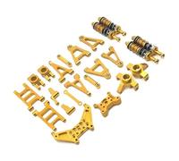 Pour MJX 14301 02 14303 1/14 Bras Suspension En Métal Coupelle Direction Amortisseur Ensemble Direction Tour Damortisseur Pièces Mise À Niveau Voiture RC PièCes D'Amortisseur(Yellow)