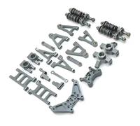 Pour MJX 14301 02 14303 1/14 Bras Suspension En Métal Coupelle Direction Amortisseur Ensemble Direction Tour Damortisseur Pièces Mise À Niveau Voiture RC PièCes D'Amortisseur(Titanium color)