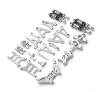 Pour MJX 14301 02 14303 1/14 Bras Suspension En Métal Coupelle Direction Amortisseur Ensemble Direction Tour Damortisseur Pièces Mise À Niveau Voiture RC PièCes D'Amortisseur(Silver)