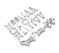 Pour MJX 14301 14302 1/14 Bras De Suspension En Métal Ensemble Biellettes Direction Et Tour D'amortisseur Accessoires Rechange Pour Voitures Radiocommandées RC Coupelle Direction(Silver)