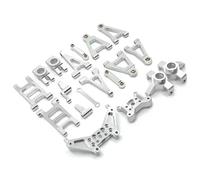 Pour MJX 14301 14302 1/14 Bras Suspension Métal Coupelle Direction Biellette Direction Tour D'amortisseur Accessoires Voitures Radiocommandées Remplacements RC Pièces De Voiture(Silver)