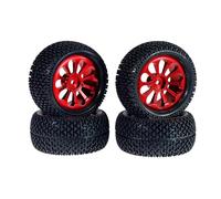 Pour MJX 16207 08-09-10 14210 Pour WLtoys A959 144001 10 124017-16-18-19 Pour MN128 G500 1/16 1/12 Jantes Et Pneus En Métal Pièces De Voiture Radiocommandée Pièces Rechange(Red)