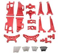 Pour Mjx Pour Hyper Go 14210 14209 H14BM Coupelle Direction Supérieure Inférieure Bras Oscillant Support Tour D'amortisseur Carrosserie Mise Niveau Voiture RC Composants(Red)