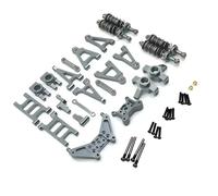 Pour MJX Pour Hyper Go 14301 14302 1/14 Métal Pour Bras Oscillant Bras Suspension Avant Ensemble De Coupelle Direction Ensemble Mise À Niveau Voiture Rc Remplacement RC Coupelle Direction(Gray)
