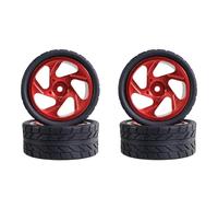 Pour MJX Pour Hyper Go 14301 14302 14303 Pour WLtoys 124016 17 144001 A959 1/18 1/14 1/12 Pneus De Moyeu De Roue En Métal Pour Voiture Télécommandée Pièces Rechange(Red)