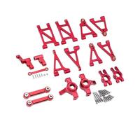 Pour MJX Pour Hyper Go 14303 14302 14301 1/14 Ensemble De Direction Avant Arrière En Métal Supérieur Bas Pour Bras Oscillant Ensemble Biellettes Voiture RC Remplacement RC Coupelle Direction(Red)