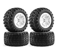 Pour MJX Pour Hyper Go H16 16207 16208 16209 16210 1/16 1 Jeu De Pneus De Roue En Caoutchouc De 105 Mm De Diamètre Avec Hexagone De 12 Mm RC Voiture Roues(White)