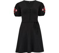 Pour Moi Pour Moi Black Bella Embroidered Sleeve 100% Cotton Slub Jersey Tea Dress Black 10