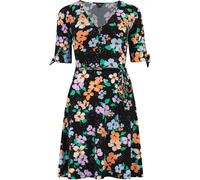 Pour Moi Pour Moi Black Floral Bella Fuller Bust Slinky Stretch Tie Sleeve Mini Dress Black Floral EU 42 (UK 14)