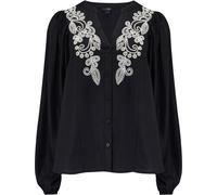 Pour Moi Pour Moi Black Stacie Fuller Bust Embroidered Woven Long Sleeve Blouse