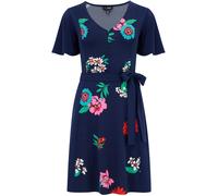 Pour Moi Pour Moi Blue Priya Slinky Jersey Panel Short Sleeve Dress Blue 12