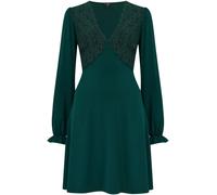Pour Moi Pour Moi Green Anya Fuller Bust Lace Detail Slinky Jersey Long Sleeve Tea Dress Green EU 38 (UK 10)