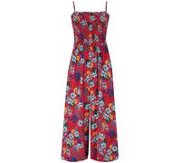 Pour Moi Pour Moi Red Floral Anna Strapless Shirred Bodice Crop Leg Beach Jumpsuit
