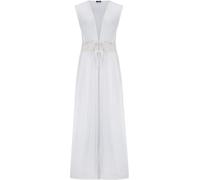 Pour Moi Pour Moi White Viscose Crinkle Crochet Insert Beach Kimono