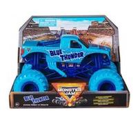 Pour monster jam géant : grave digger - voiture bleue et grise 19x13cm (lxl) - set véhicule miniature 1:24 + 1 carte tigre