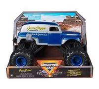 Pour monster jam géant : grave digger - voiture bleue et grise 19x13cm (lxl) - set véhicule miniature 1:24 + 1 carte tigre