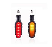 Pour moto 10 mm haute luminosité ambre clignotant indicateur lumière avant arrière blanc jour feux de circulation fluide rouge freinage(2Pcs Red to Yellow-T)