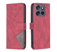 Pour Motorola Edge 50 Neo Housse de protection de style portefeuille d'affaires de haute qualité - Rouge