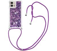 Pour Motorola Moto G Stylus 5g (2023) ¿ Coque Silicone Tpu Transparente À Paillettes Liquides Quicksand + Collier/Bandoulière Réglable 1,5 M