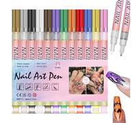 Pour Nail Design - Marqueurs à vernis colorés avec fonction point et ligne, pour peinture acrylique à séchage rapide pour la décoration de la manucure, parfaits pour dessiner des motifs