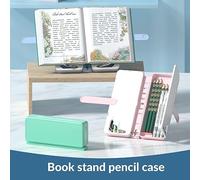 Pour NBX, pour une boîte à crayon multifonction 2 en 1 et une étagère de lecture pliable, un support de lecture réglable, un coussin d'écriture, 2 stylos effacés, 3 feuilles (Bleu)