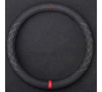 pour Nissan Patrol Y61 1997-2015 Couvre Volant Voiture Housse de Volant en Microfibre Cuir Antidérapante Respirante Protégé Volant Accessoires,B/Round~Type-E/Black~Red