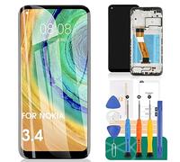 pour Nokia 5.4 LCD Display pour Nokia 3.4 Screen Replacement pour Nokia 5.4/3.4 Touch Screen TA-1333 Digitizer Assembly Repair Kits with Frame (Black)