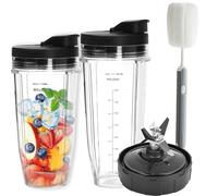 Pour Nutri Ninja Mixeur Accessories Gobelets, 2 Pièces（32oz+24oz) Cups Gobelet De Remplacement Avec 7 Ailettes Blender Blade pour Nutri Ninja Mixeur BL480/BL490/BL640/BL682/NN102/BL2012/CT641