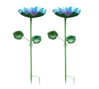 Pour Oiseaux Avec Un Piquet | Décoration En Fer Forgé En Forme - Bain Pour Oiseaux De Jardin En Métal Avec Un Plat Nourrisseur - Pour papillons et colibris, patio, cour, arrière-cour et pelouse dehors