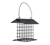 Pour oiseaux charpentiers : station d'alimentation avec toit résistant aux intempéries pour oiseaux avec cage à gâteaux | Cage noire à suspendre en plein air, facile