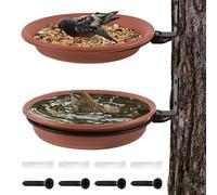 Pour oiseaux d'extérieur avec 2 plateaux - Bol de bain monté sur un arbre