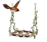 pour oiseaux - Hamac d'escalade en bois naturel avec perles multicolores, sécurité de jeu quotidien, corde en coton et balançoire suspendue pour gris africain, cacatoès, aras et perroquets