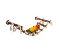 pour oiseaux - Hamac d'escalade en bois naturel avec perles multicolores, sécurité de jeu quotidien, corde en coton et balançoire suspendue pour gris africain, cacatoès, aras et perroquets