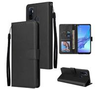 Pour Oppo A53-Oppo A53s 6.5"" Etui de noir Housse Téléphone Cuir Portefeuille Pochette Etui [3 Fentes de Carte]
