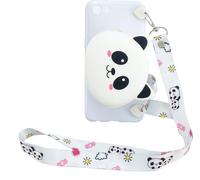 Pour OPPO A83/A9 2020 Mobile Handy Case Mobile TPU Shell Shockproof Cover avec Cartoon Cat Pig Panda Hydrocarbon Purse Lovely Shoulder Starp Whit