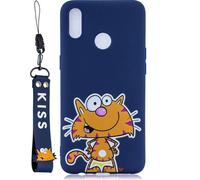 Pour OPPO Realme 3 Cartoon Lovely Coloured Painted Soft TPU dos couverture antidérapante pleine affaire de protection avec longe saphir