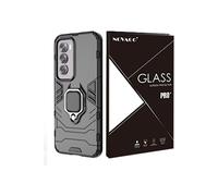 NOVAGO Compatible avec Oppo Reno 12 Pro 5G - Coque magnétique Résistante avec Anneau béquille Anti Chute + 3 Films Protection écran vitre Verre trempé incurvé