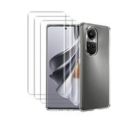 Pour OPPO Reno10 Pro 5G - Coque Souple transparente résistante + 3 Films Protection écran verre trempé 3D incurvé avec colle NOVAGO