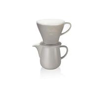 Melitta Pour Over Kit de Filtration Manuelle en Porcelaine, Porte-Filtre & Verseuse, Gris