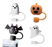Pour Paille Halloween, Couvercles De Paille Mignons En Forme De Chauve-Souris, 4 Pièces Mignons Accessoires de Boisson Réutilisables pour Rassemblement Randonnée Camping Cuisine Maison Lieu