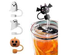 Pour Paille Halloween - Protège-Pailles Fantôme Effrayant | 4 Pièces Accessoires de Boisson Festival Effrayant pour Maison, Bureau, Camping, Cuisine, Randonnée, Réunion